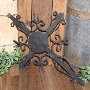 Large VTG 25" Black Rustic Weathered & Aged Steel & Iron Farmhouse Wall Cross
